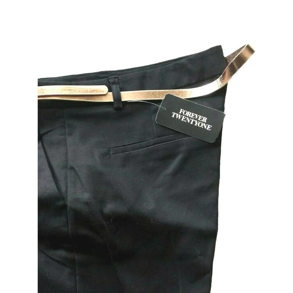 Forever 21 Women Size L Black Pants with Rose Gold Tone Belt 26in Inseam - Picture 4 of 5